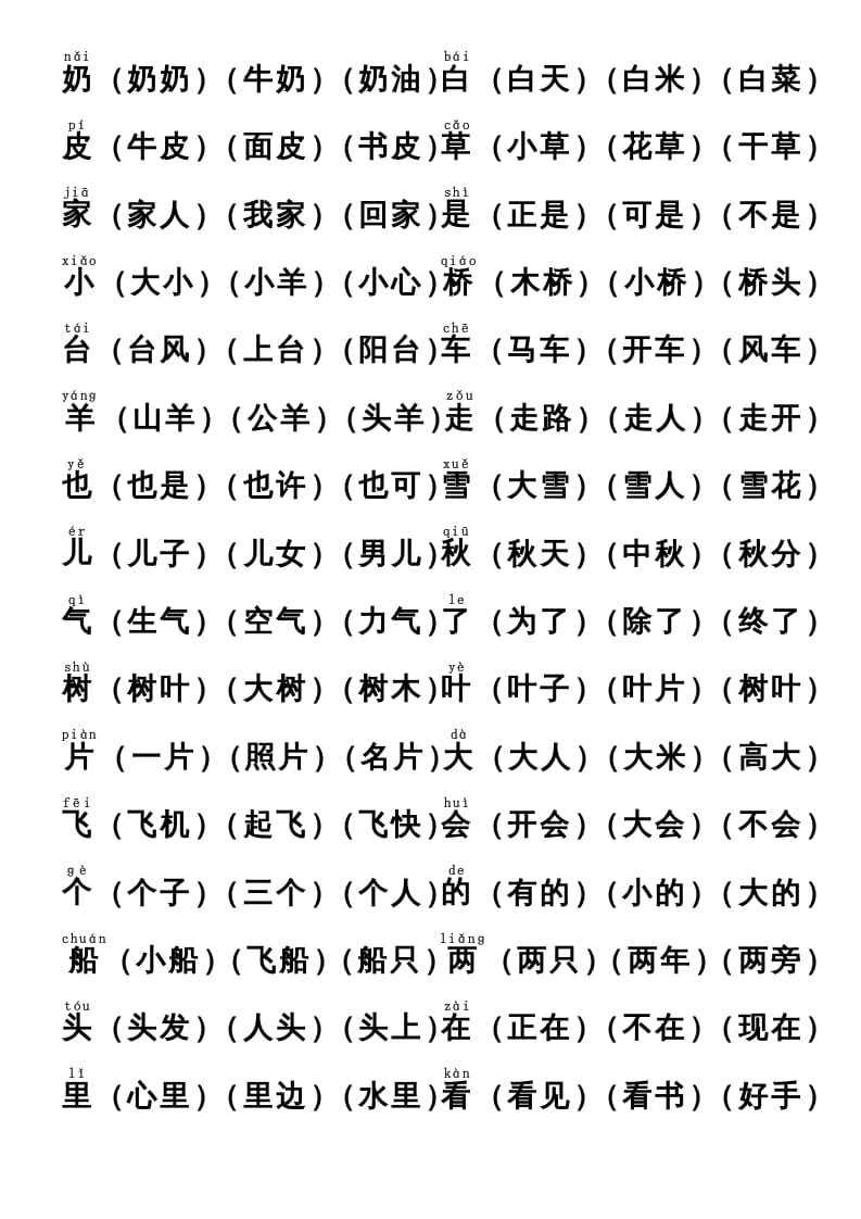 图片[3]-一年级语文上册上识字表生字组词(有答案）（部编版）-智源优学网