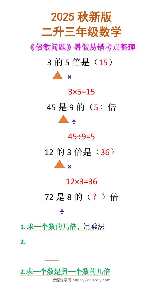 【2025秋新版】二升三年级数学《倍数问题》-三上数学-智源优学网