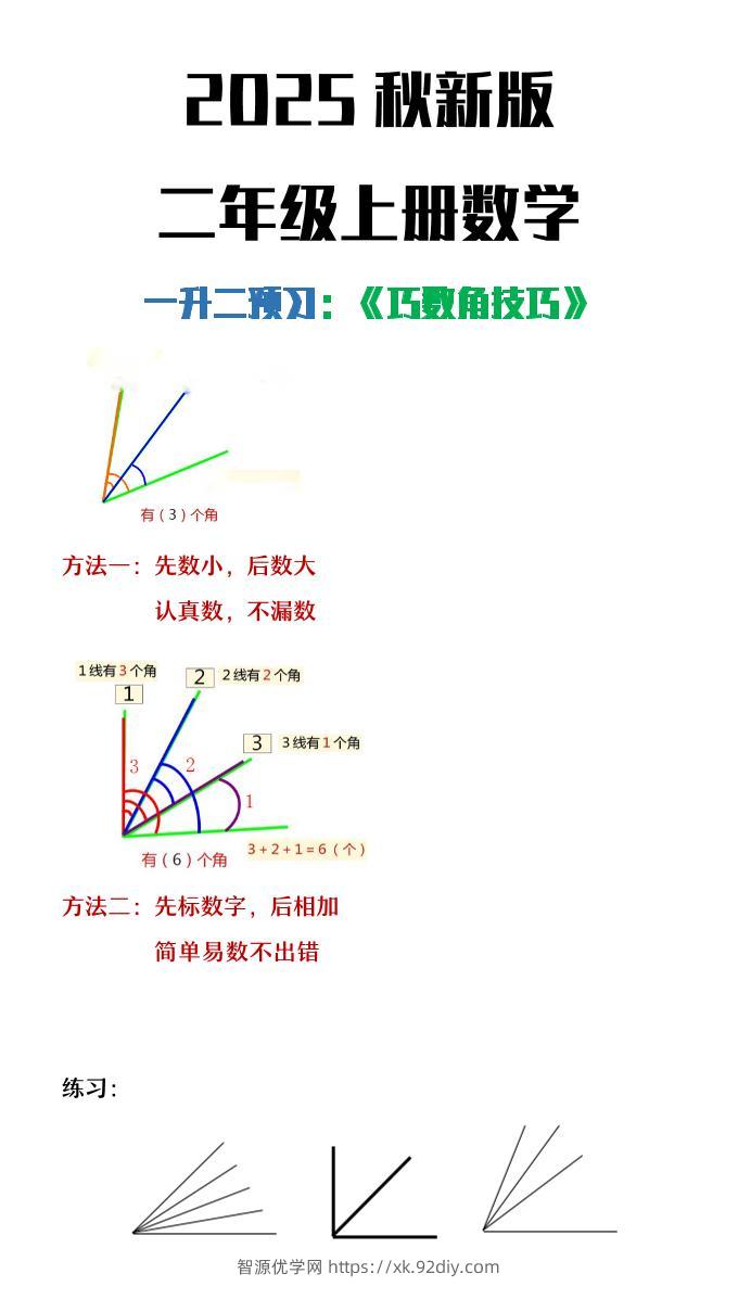 【2025秋新版】二年级上册数学巧数角的技巧-智源优学网