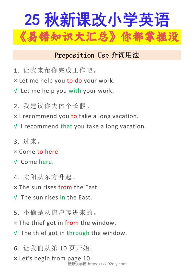 【2025秋新版】小学英语易错知识大汇总，看看你都掌握了没-小升初英语-智源优学网